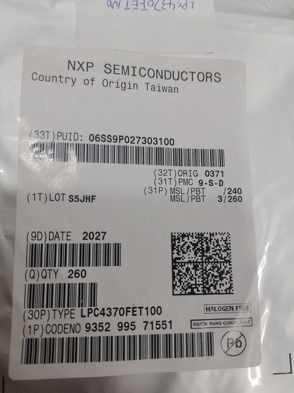 LPC4370FET100    100-TFBGA   Original a estrenar del microcontrolador de IC del microprocesador del circuito integrado inusitada